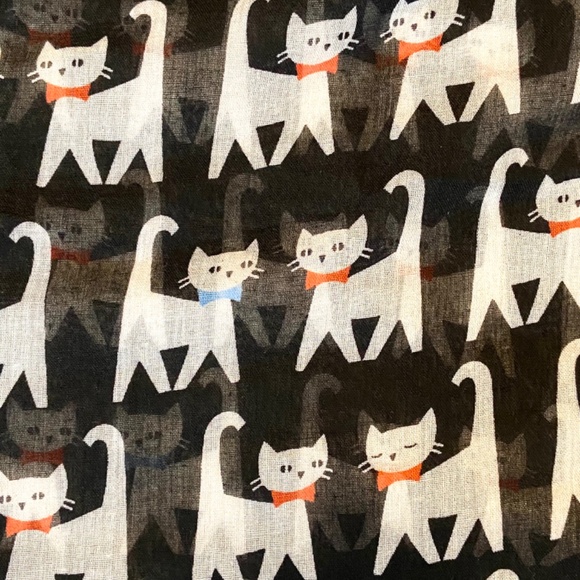 Vivian & Vincent Cat Print Infinity Scarf Lightweight Sheer Chiffon Cat Lover - Picture 3 of 10